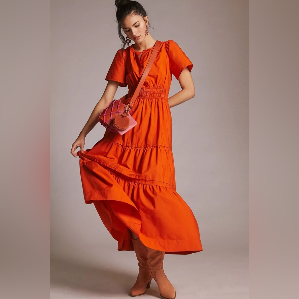 Anthropologie Orange Maxi Dress
